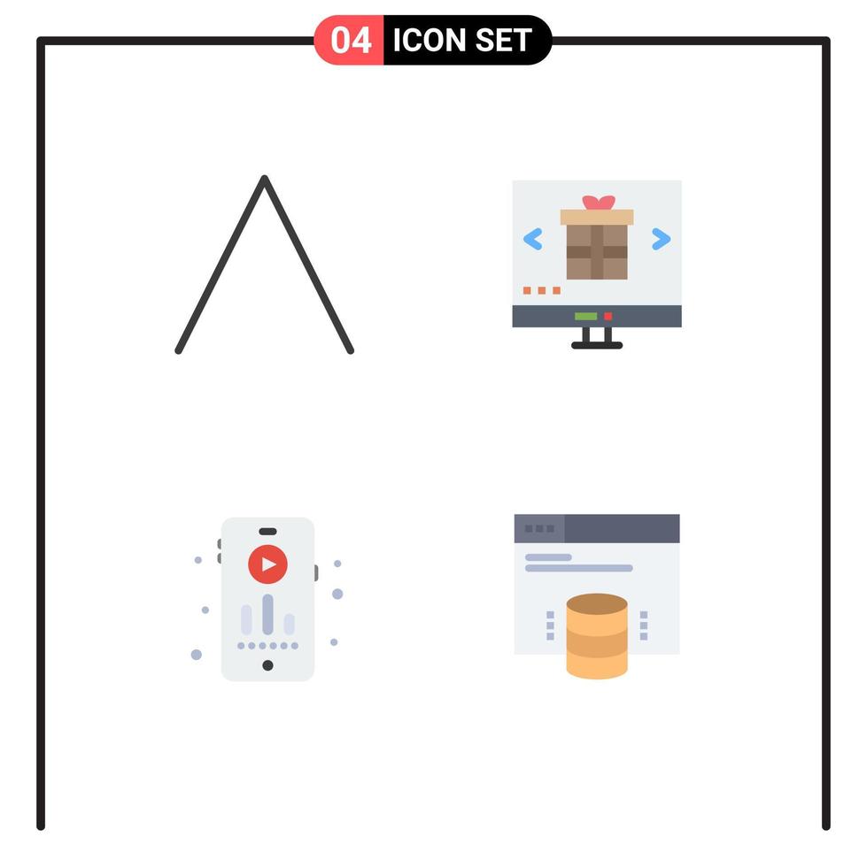 4 tematiska vektor platt ikoner och redigerbar symboler av pil hobbies köpa uppkopplad värd hemsida redigerbar vektor design element