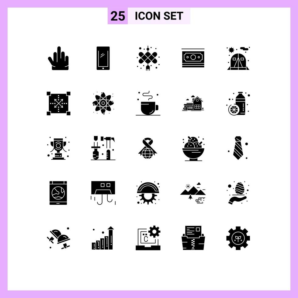 25 kreativ ikoner modern tecken och symboler av tält camping kinesisk Knut motivering dollar redigerbar vektor design element