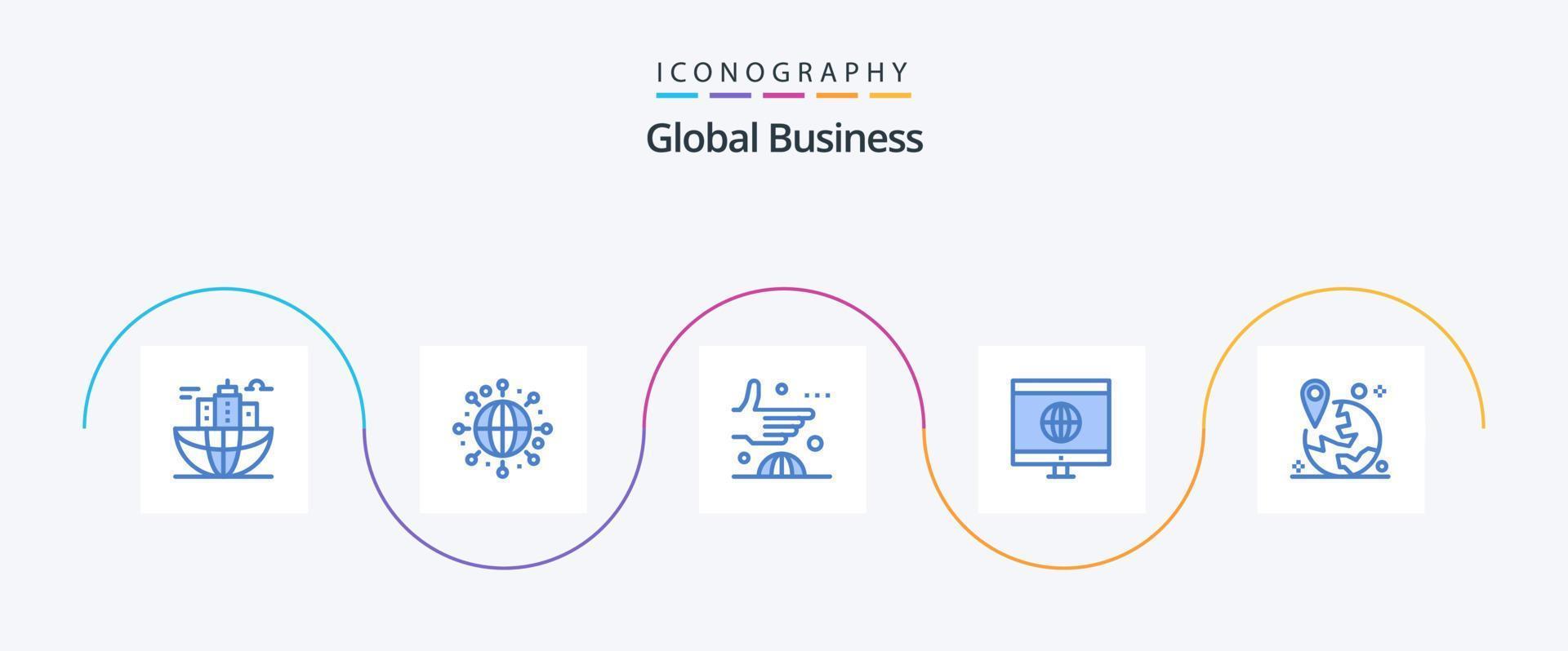 global företag blå 5 ikon packa Inklusive plats. inlärning. avtal. global. internationell vektor