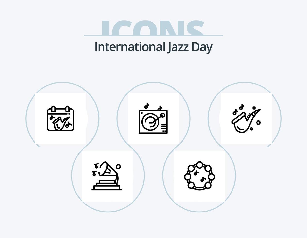 internationell jazz dag linje ikon packa 5 ikon design. . musik. musik. instrument. musik vektor