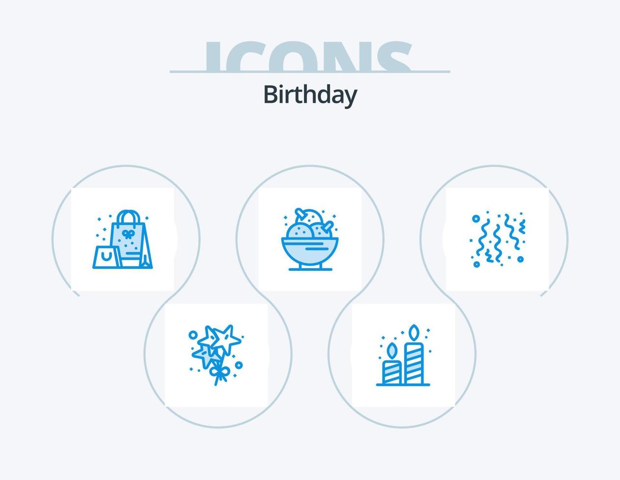 födelsedag blå ikon packa 5 ikon design. fira. ljuv. gåva. fest. efterrätt vektor