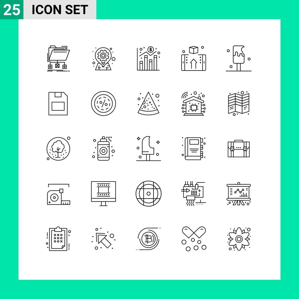 25 universelle Linien für Web- und mobile Anwendungen, Online-Finanzoptionen, Boxdiagramm, editierbare Vektordesign-Elemente vektor