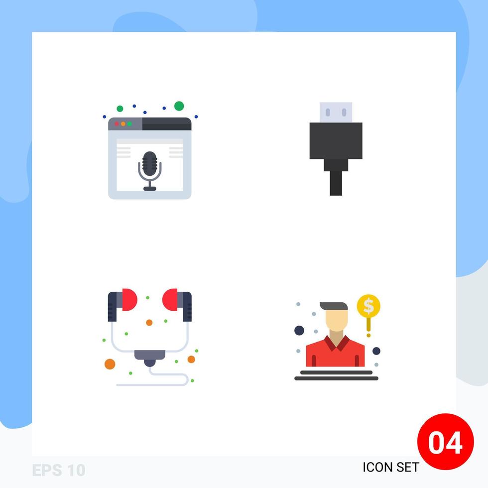 4 kreativ ikoner modern tecken och symboler av internet dator podcast fil hörlurar redigerbar vektor design element