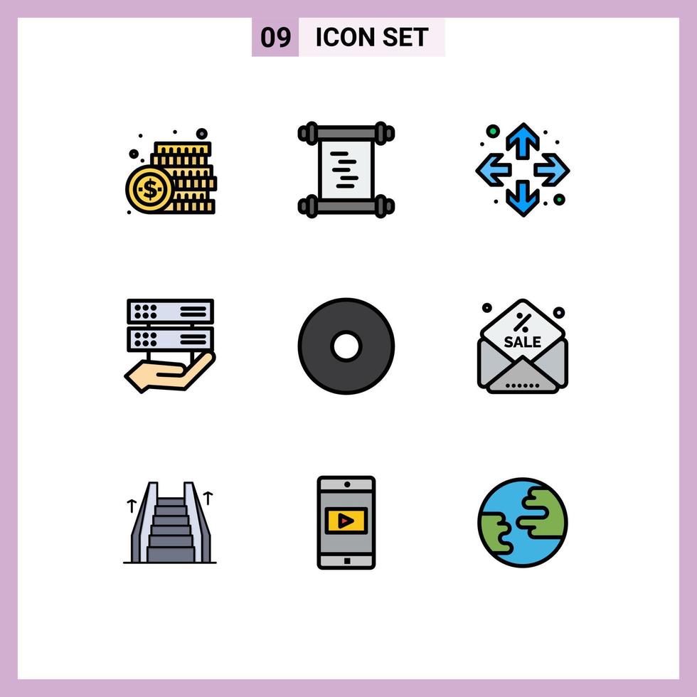 uppsättning av 9 modern ui ikoner symboler tecken för rabatt multimedia förstora kontrollera hand redigerbar vektor design element