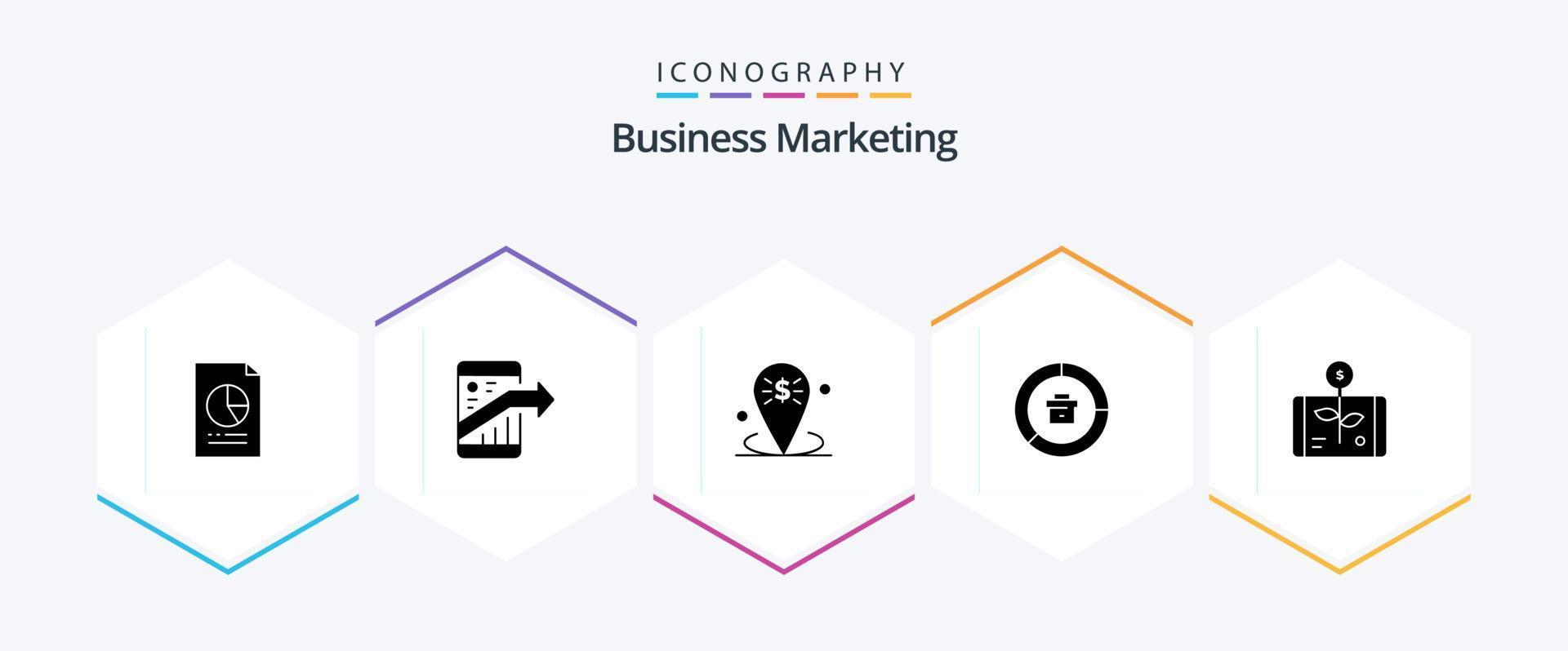 Business Marketing 25 Glyphen-Icon-Pack mit Daten. Analyse. seo. Platzhalter. Lage vektor