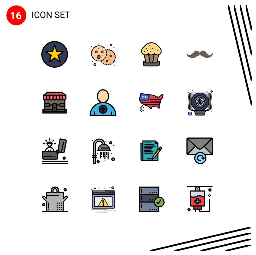 stock vektor ikon packa av 16 linje tecken och symboler för män Movember fest hipster påsk redigerbar kreativ vektor design element