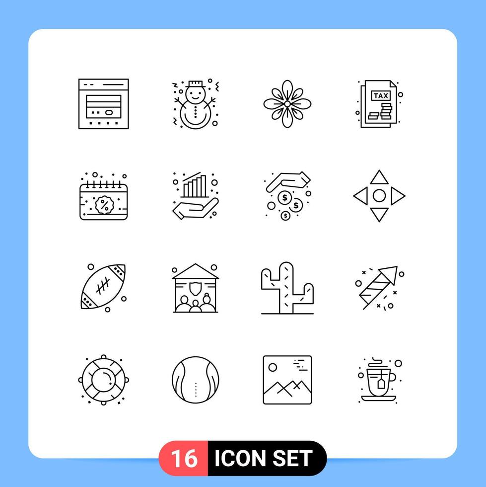 moderner satz von 16 umrissen und symbolen wie einkommensteuererklärung holi weihnachten hindu dekoration editierbare vektordesignelemente vektor