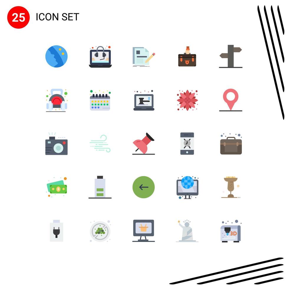 Stock Vector Icon Pack mit 25 Zeilenzeichen und Symbolen für Dokumente Business Document Aktenkoffer Lebenslauf editierbare Vektordesign-Elemente