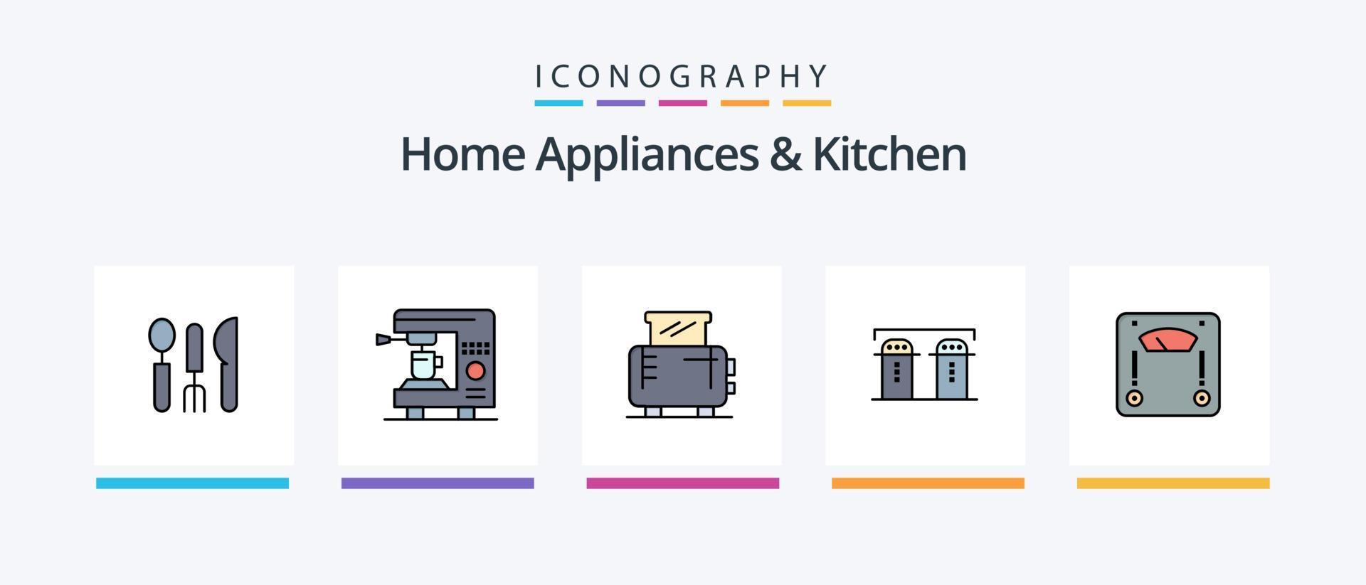 Haushaltsgeräte und Küchenlinie gefüllt 5 Icon Pack inklusive Home. Service. Küche. Hotel. Küche. kreatives Symboldesign vektor