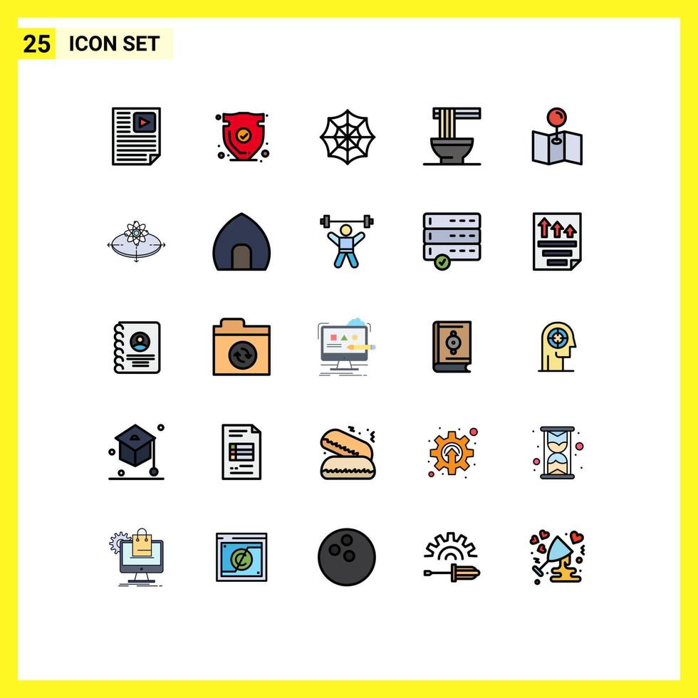 uppsättning av 25 modern ui ikoner symboler tecken för Karta spaghetti förtroende mat webb redigerbar vektor design element