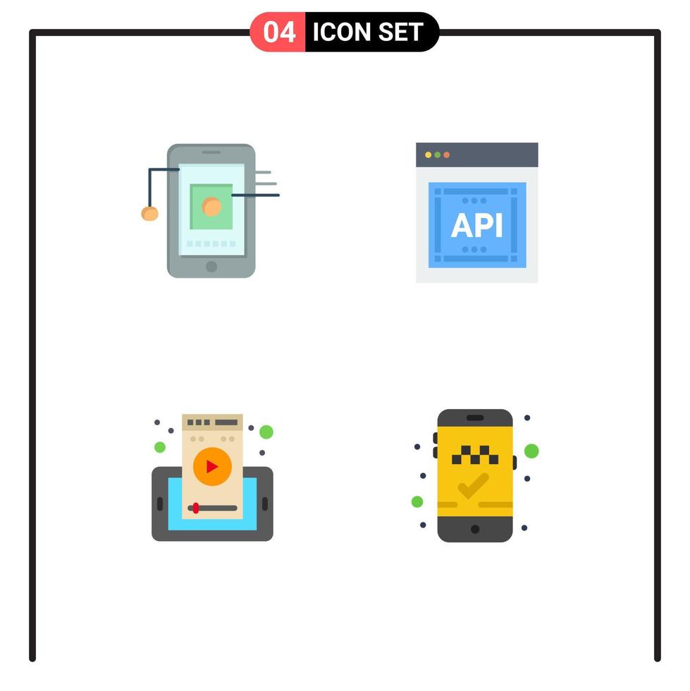 platt ikon packa av 4 universell symboler av mobil mobil nätverk Ansökan programmerare gränssnitt cell redigerbar vektor design element