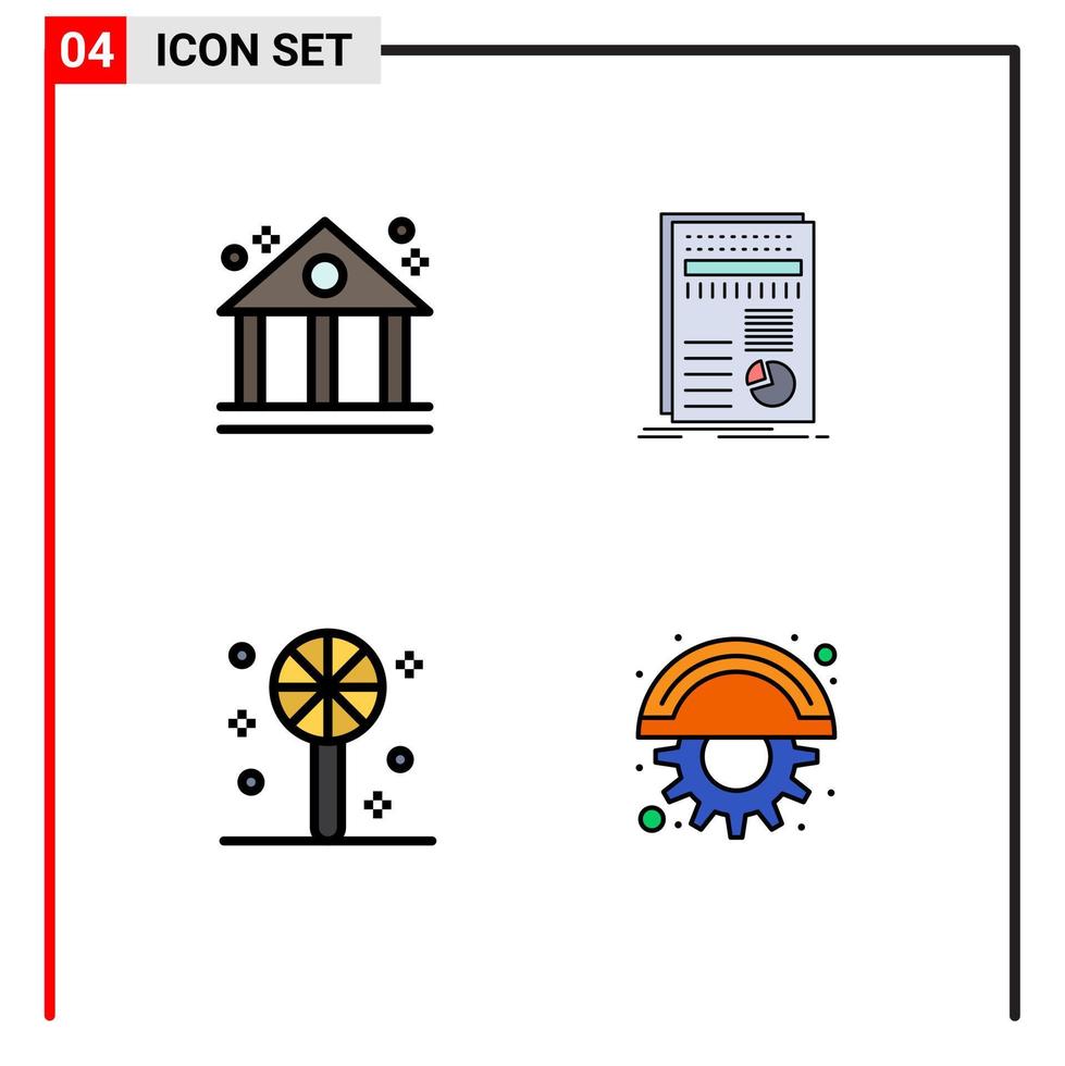 4 universell fylld linje platt Färg tecken symboler av Bank halloween företag Rapportera blad redigerbar vektor design element