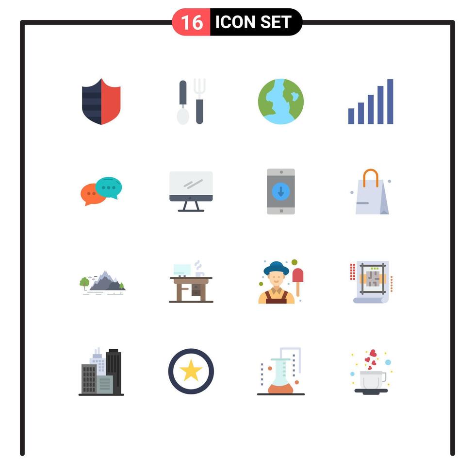 platt Färg packa av 16 universell symboler av dialog chattar jord chatt telefon redigerbar packa av kreativ vektor design element