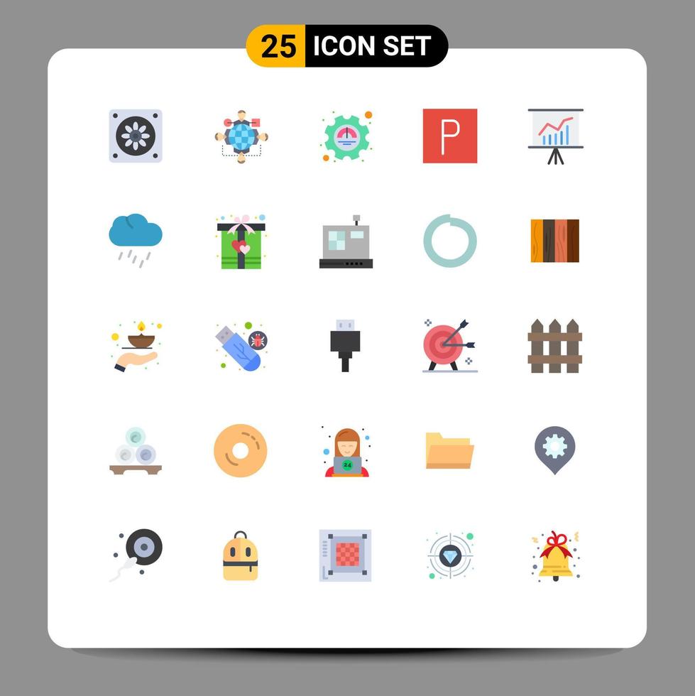 Stock Vector Icon Pack mit 25 Linienzeichen und Symbolen für Präsentationstreffen Exzellenz Vortrag Parken editierbare Vektordesign-Elemente