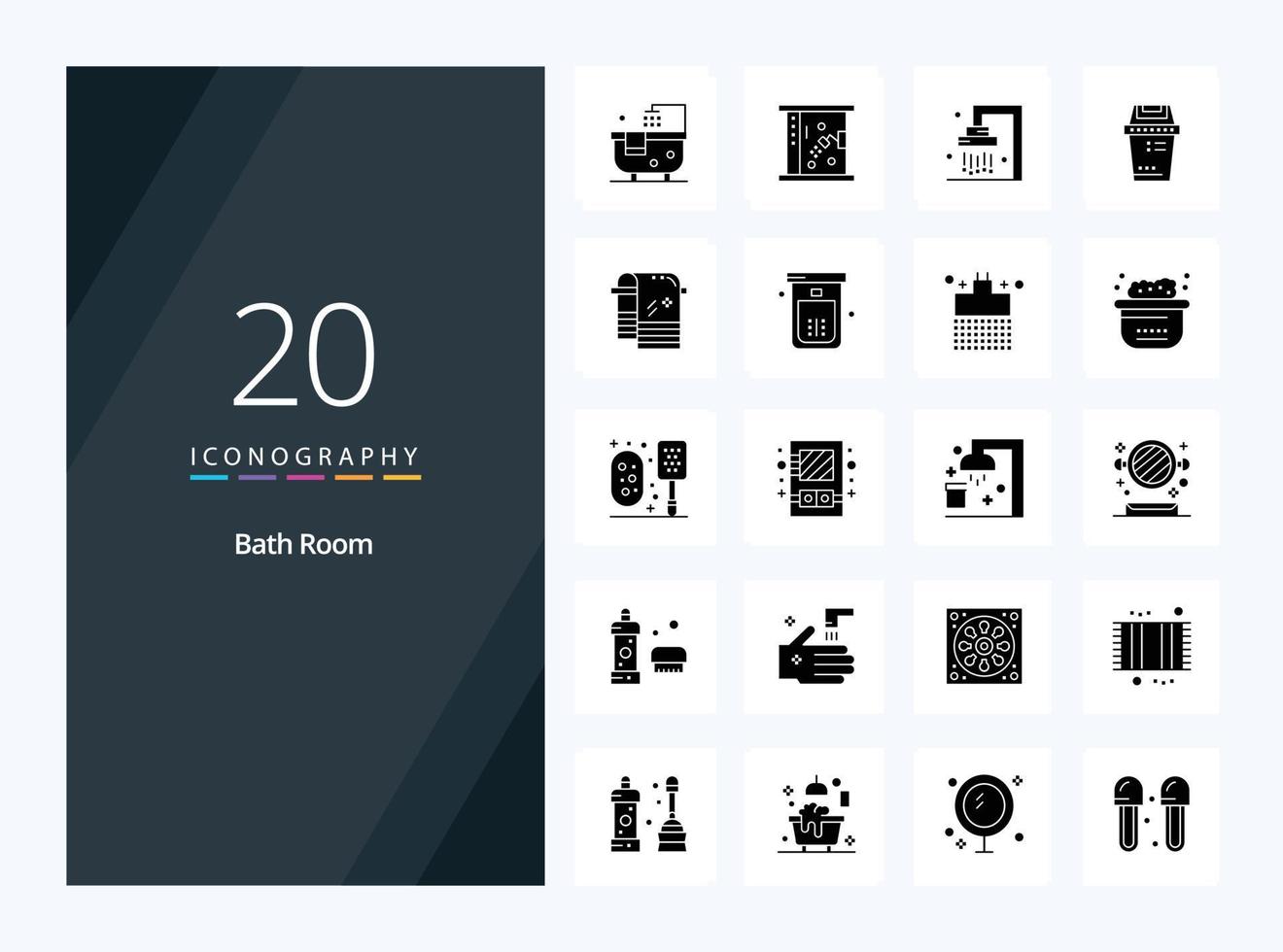 20 solides Glyphensymbol für Badezimmer zur Präsentation vektor