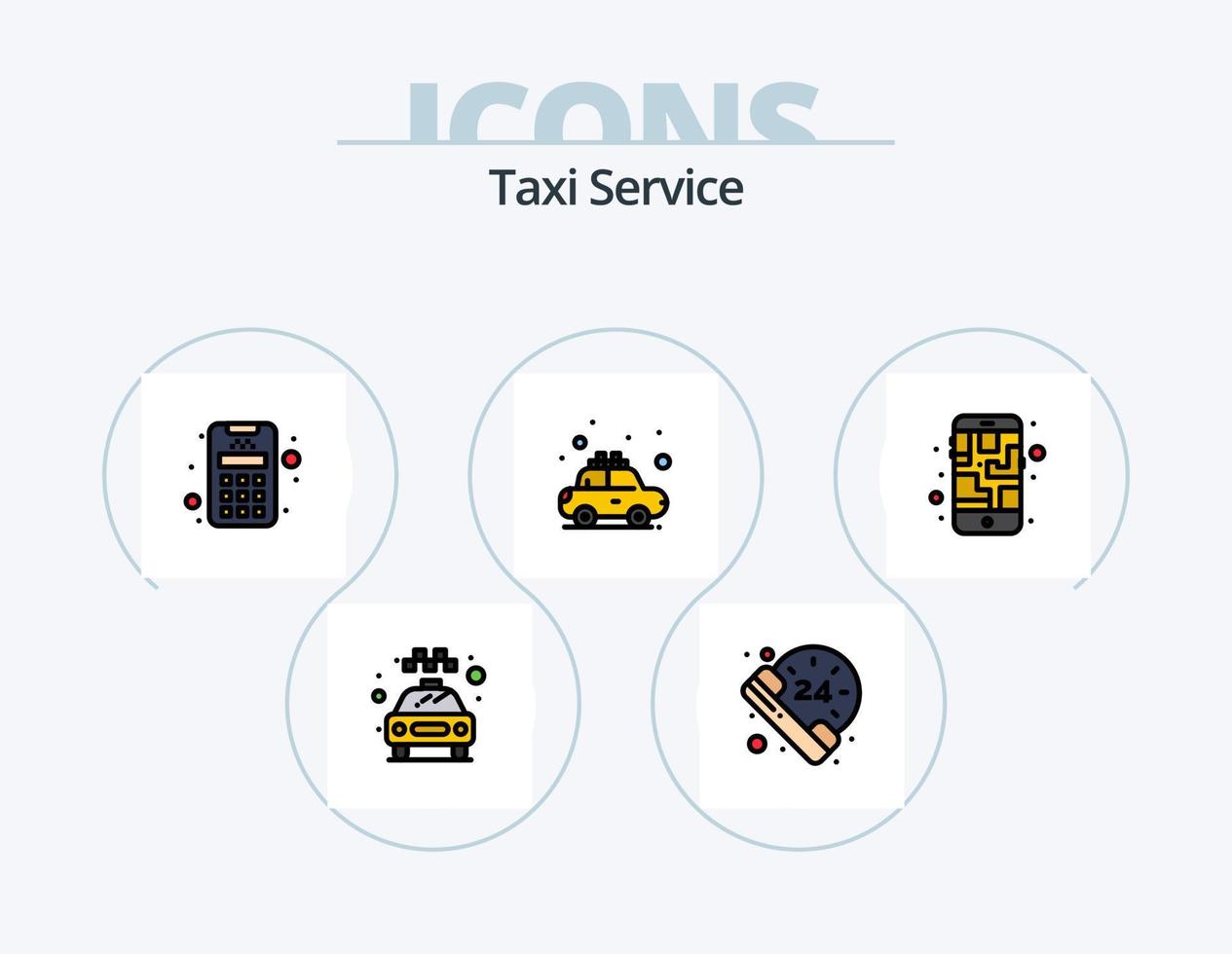 taxi service linje fylld ikon packa 5 ikon design. . maskin. tid. kreditera. taxi vektor