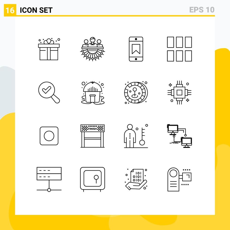 uppsättning av 16 modern ui ikoner symboler tecken för Sök layout outsourca bild redigering redigerbar vektor design element