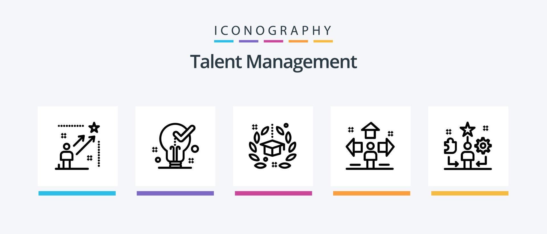 Talent Management Line 5 Icon Pack inklusive Setup. Ausrüstung. Stern. Erfolg. Stern. kreatives Symboldesign vektor