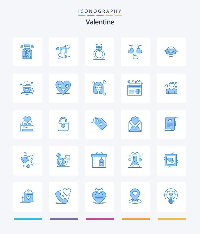 kreativ valentine 25 blå ikon packa sådan som kärlek. hjärta. kärlek. kärlek. förslag vektor