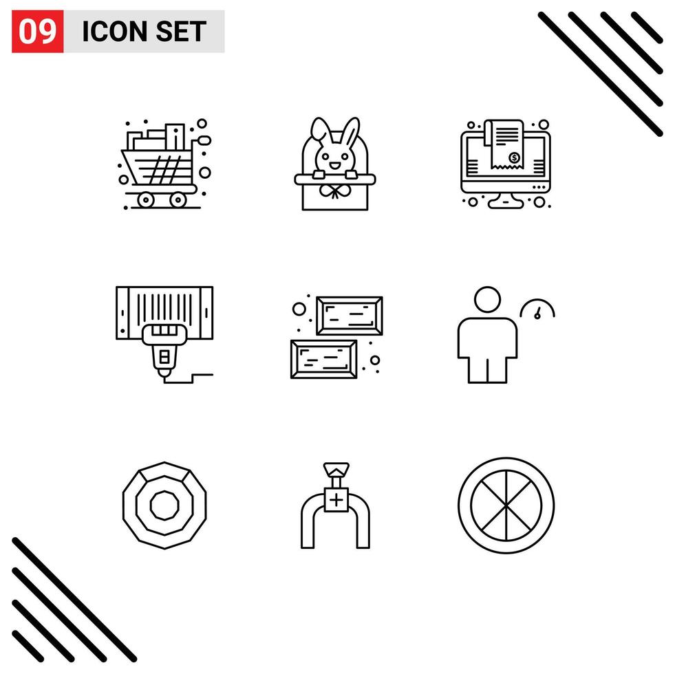 9 universelle Gliederungszeichen Symbole für Einkaufspreis Urlaubsmaschine Online-Shopping editierbare Vektordesign-Elemente vektor