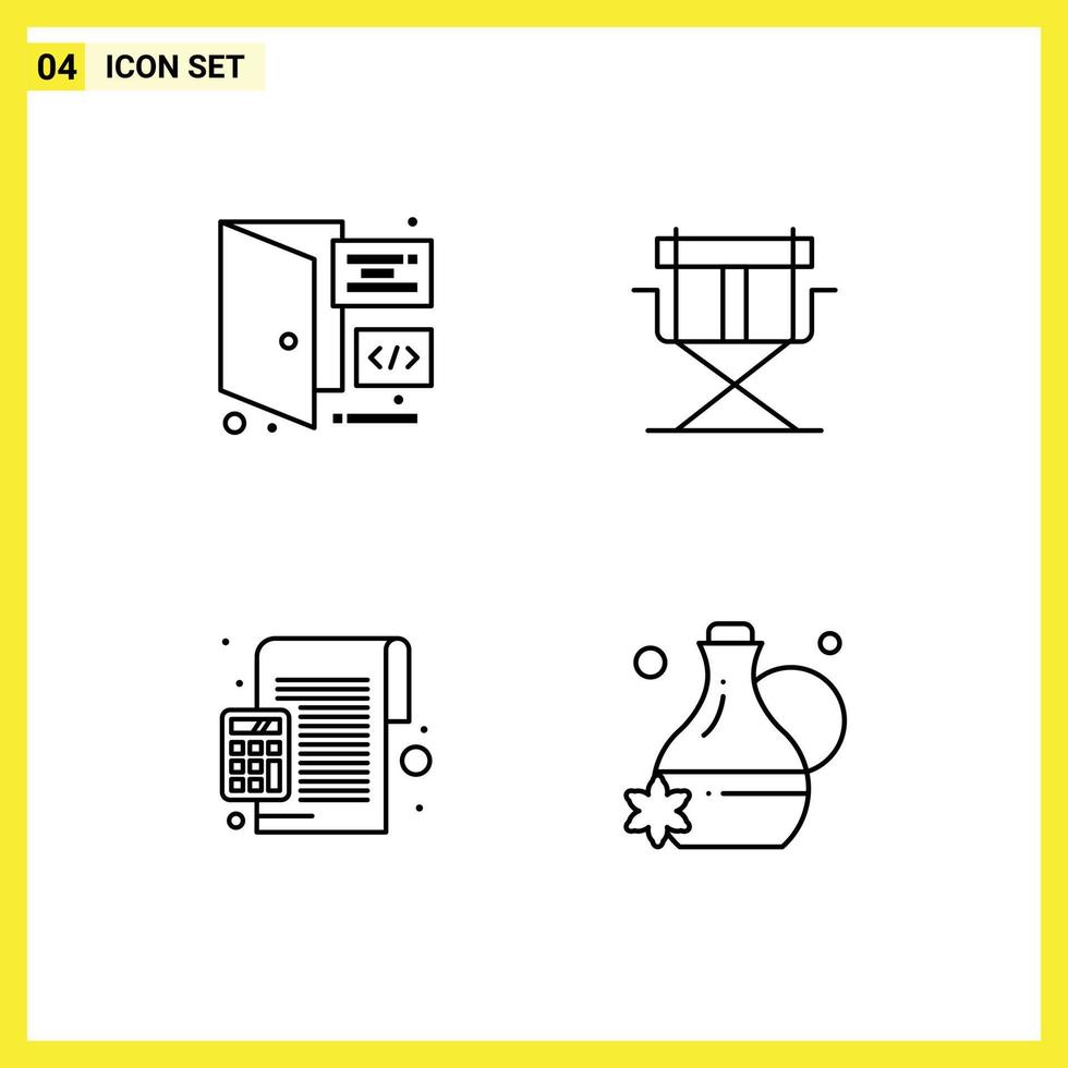 uppsättning av 4 modern ui ikoner symboler tecken för browser Beräkna sida direktörer kalkylator redigerbar vektor design element