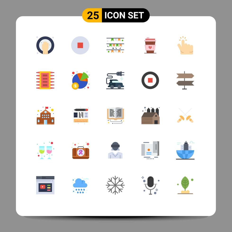 25 thematische flache Vektorfarben und editierbare Symbole von Handklick-Girlanden-Hochzeitsgetränken editierbare Vektordesign-Elemente vektor