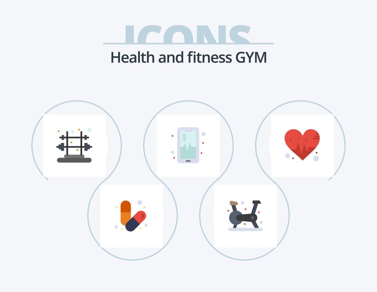 Fitnessstudio Flat Icon Pack 5 Icon Design. schlagen. Liebe. Fitnessstudio. schlagen. Telefon vektor