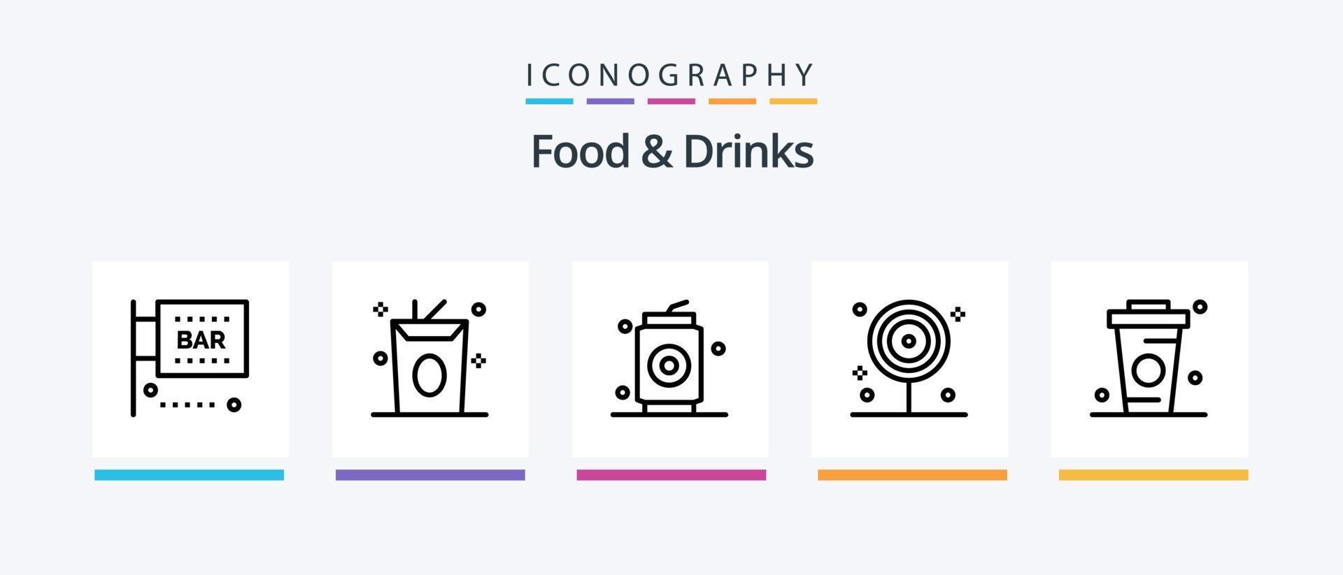Essen und Getränke Linie 5 Icon Pack inklusive Getränk. Kaffee. Lebensmittel. einstellen. Lebensmittel. kreatives Symboldesign vektor