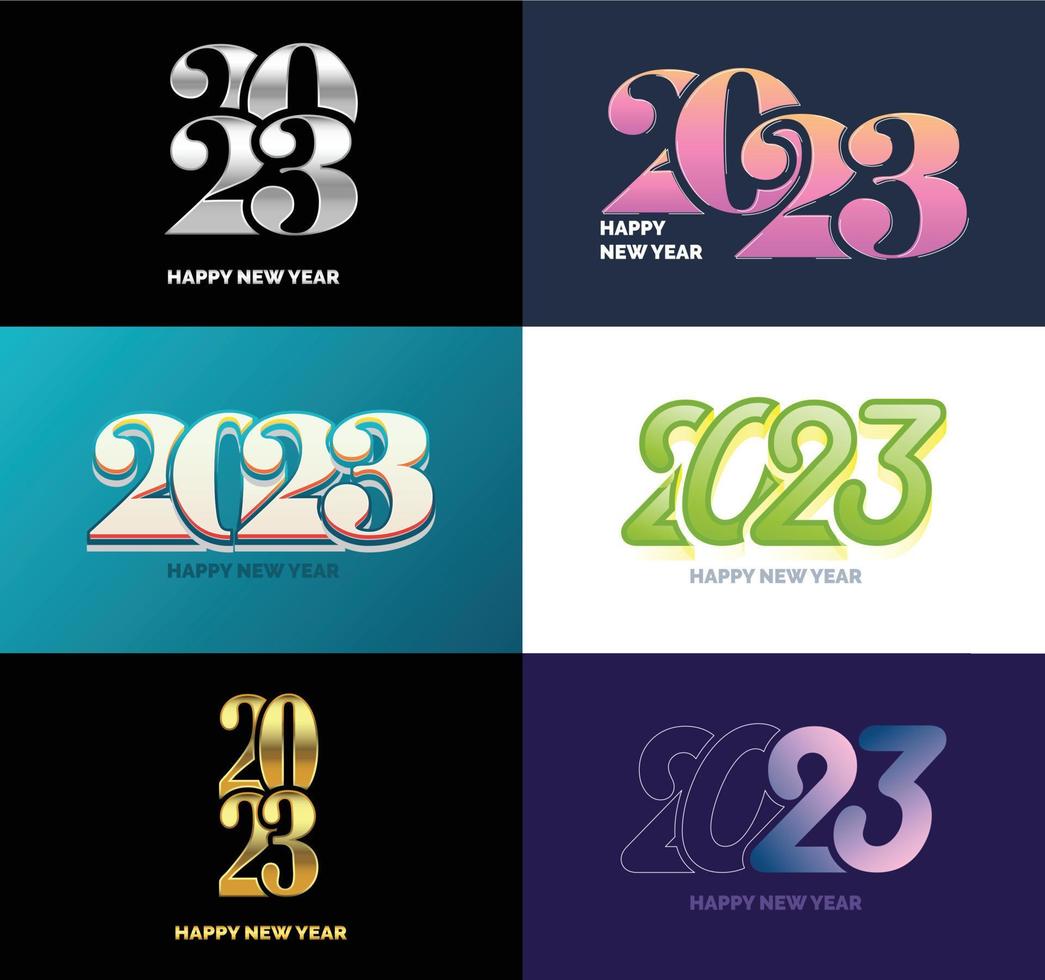 stor samling av 2023 Lycklig ny år symboler omslag av företag dagbok för 2023 med lyckönskningar vektor
