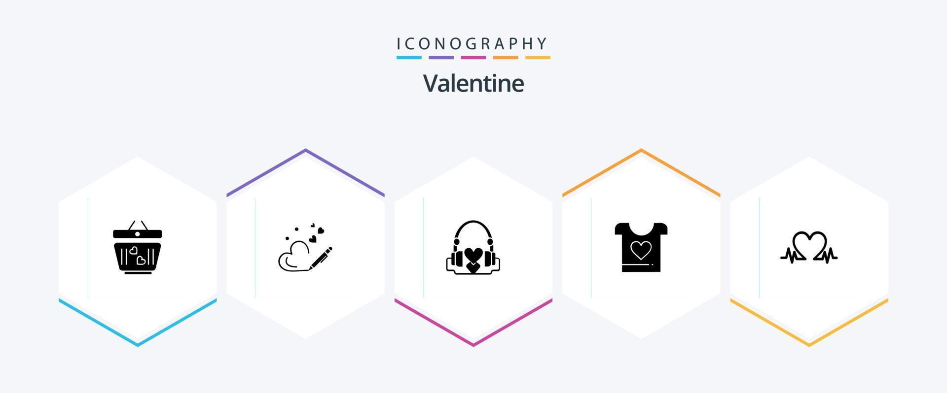 valentine 25 glyf ikon packa Inklusive hjärtan. kärlek. penna. dag. valentine vektor