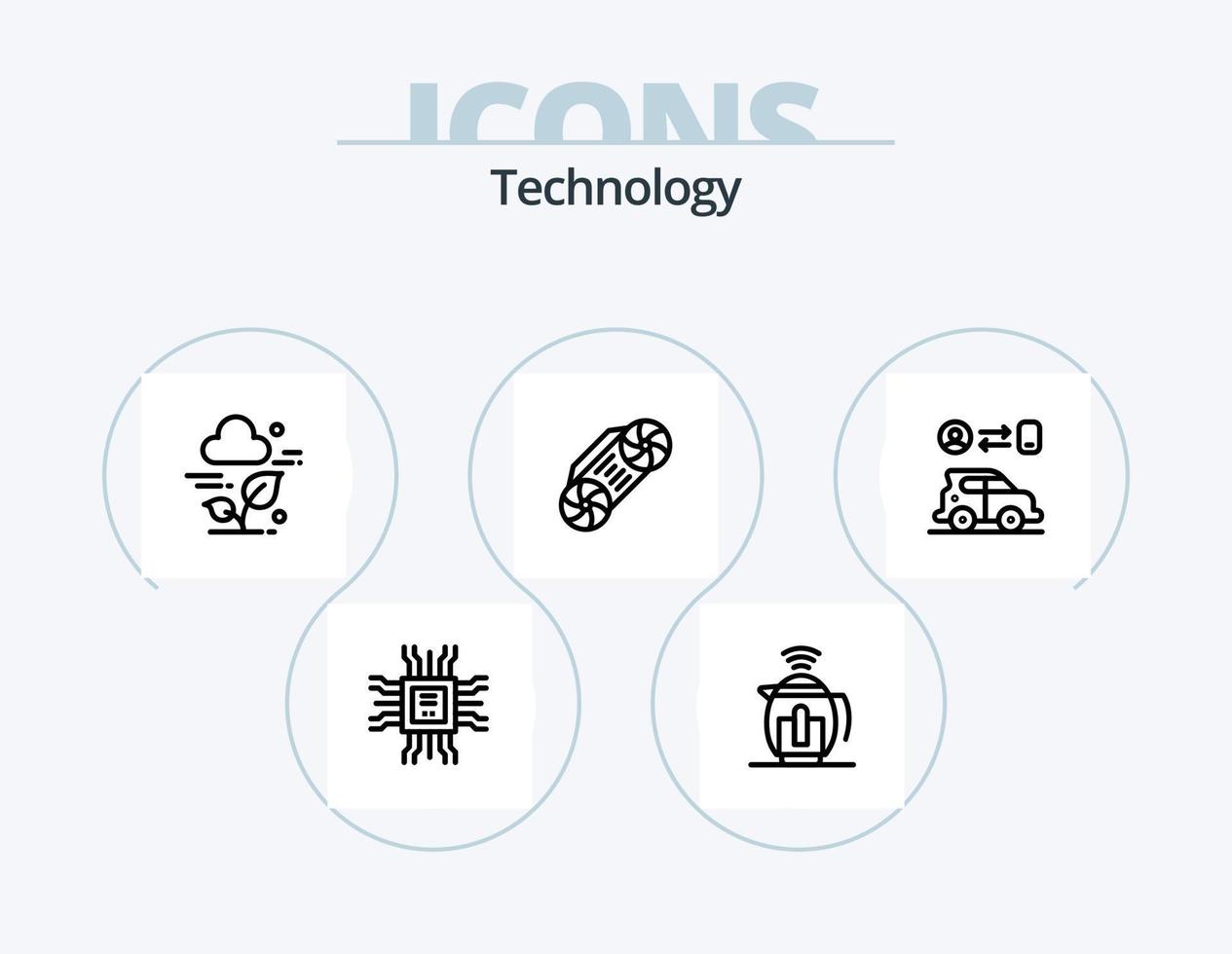 teknologi linje ikon packa 5 ikon design. . teknologi. växt. chef. byggnad vektor