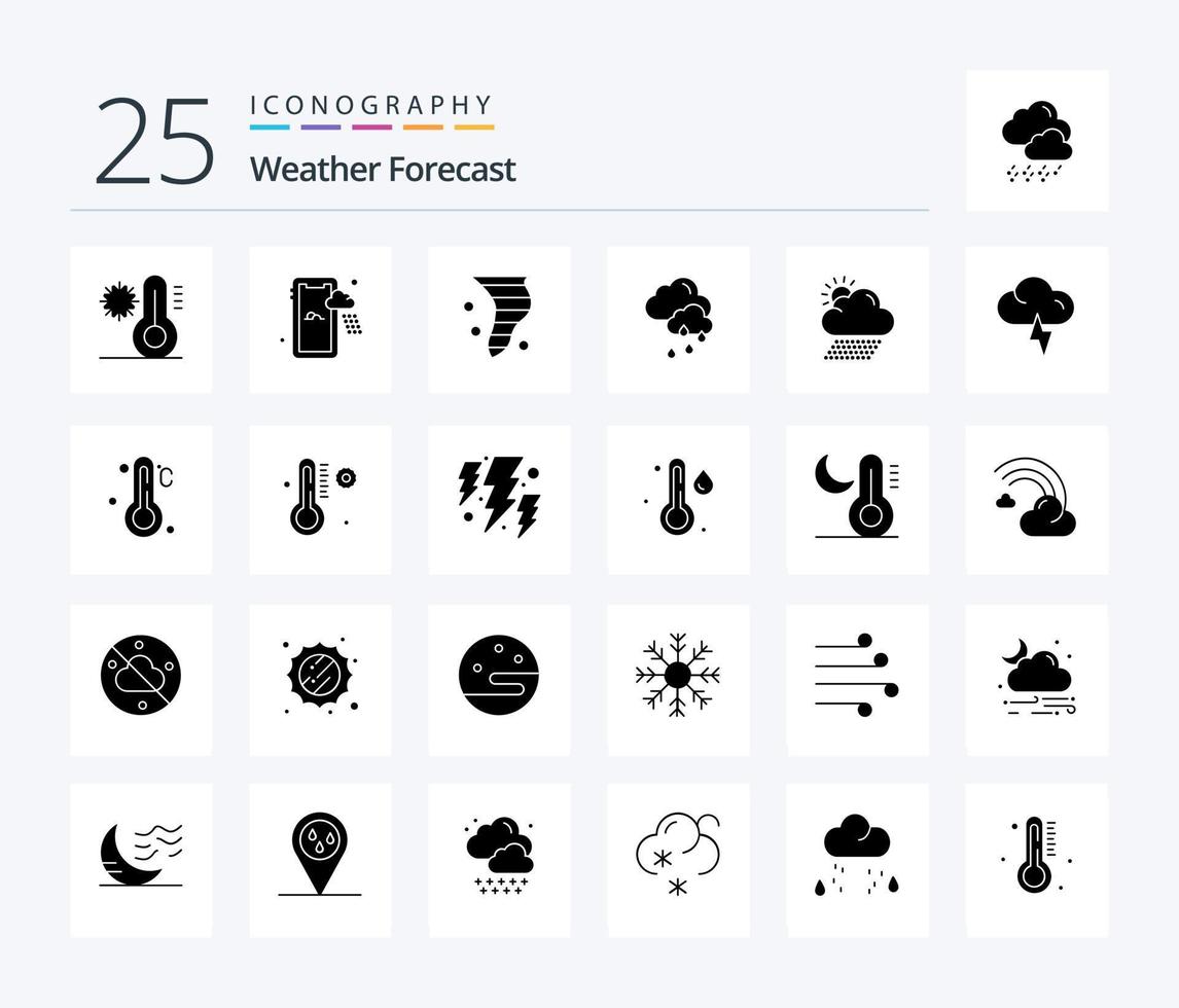 Wetter 25 solides Glyphen-Icon-Paket inklusive Wetter. Wolke. weht. Wetter. Wolke vektor