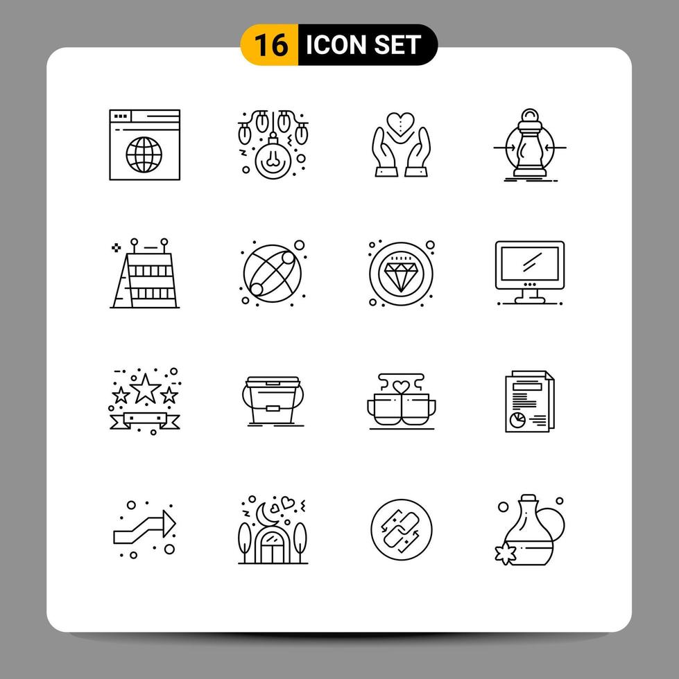16 kreative Symbole moderne Zeichen und Symbole zur Reduzierung der Kosten Pflegekosten Liebe editierbare Vektordesign-Elemente vektor