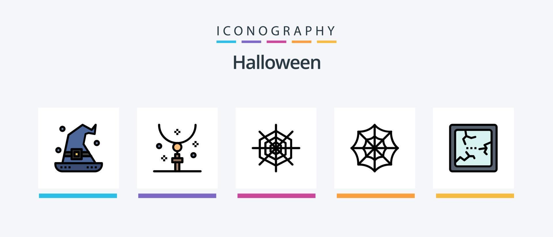 halloween linje fylld 5 ikon packa Inklusive halloween. Skräck. hade. halloween treudd. eve. kreativ ikoner design vektor