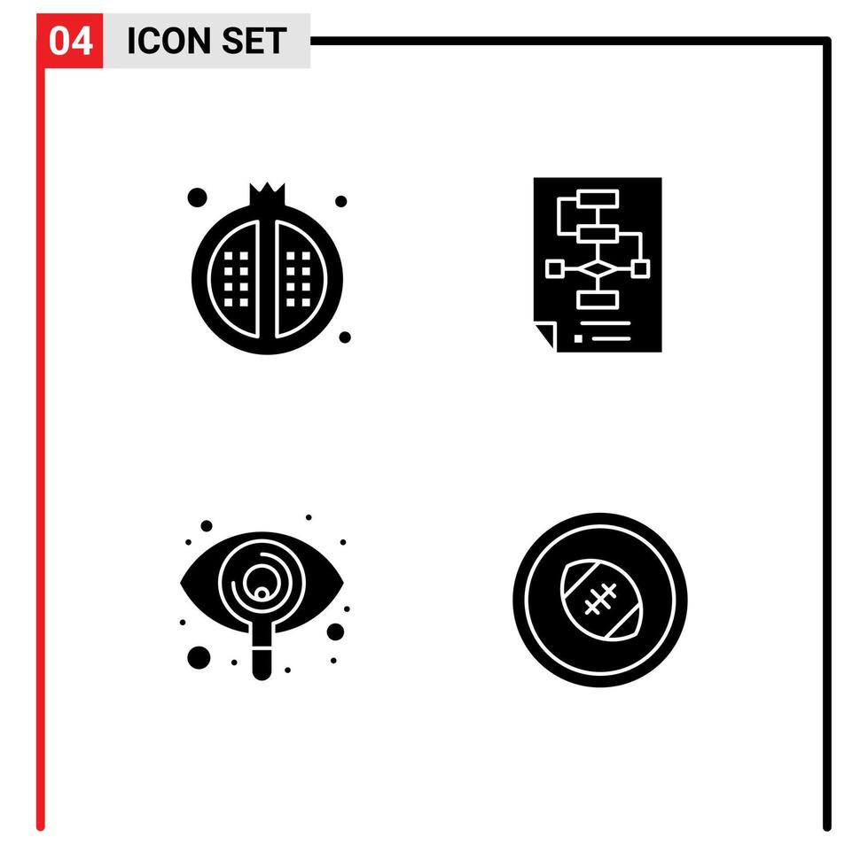 4 solides Glyphenpaket der Benutzeroberfläche mit modernen Zeichen und Symbolen der Kochstrategie Mahlzeit Unternehmenssuche editierbare Vektordesignelemente vektor