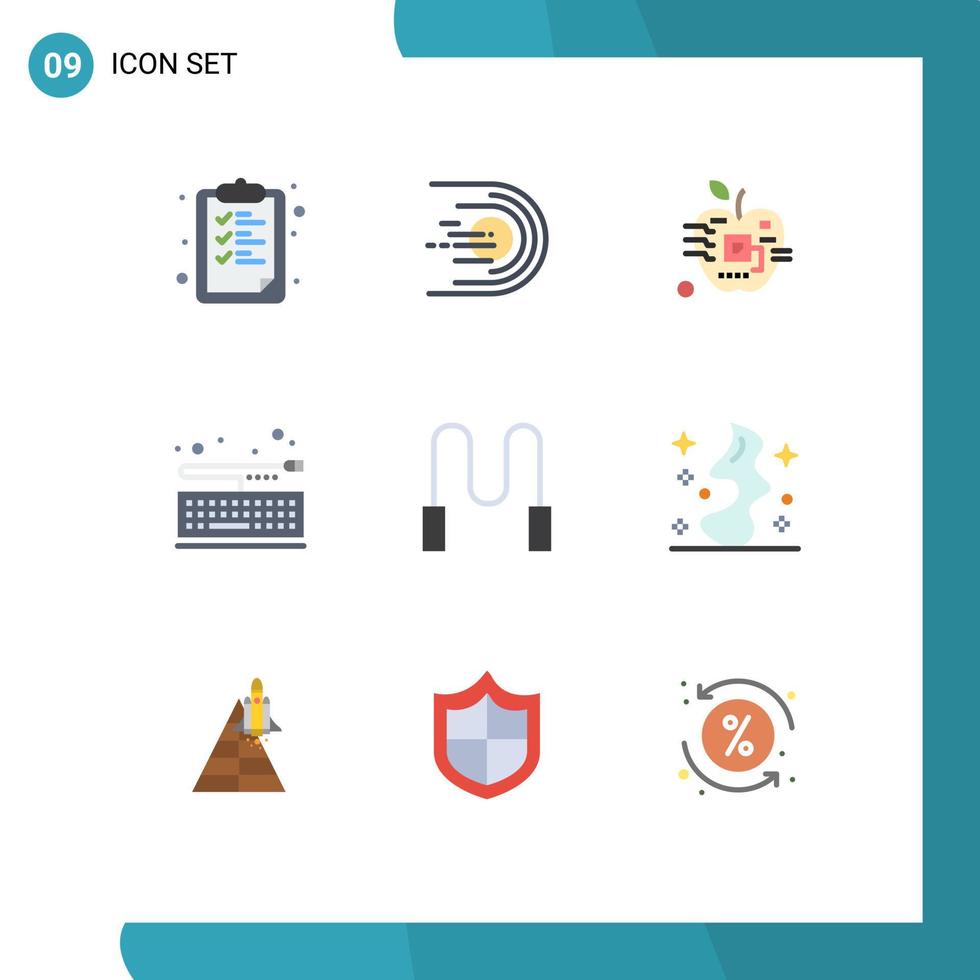 moderner Satz von 9 flachen Farben und Symbolen wie digital bearbeitbare Vektordesign-Elemente der Tastaturschlüssel-Leertaste vektor