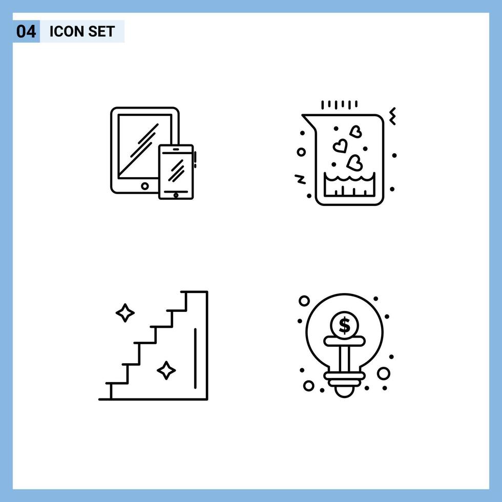 användare gränssnitt packa av 4 grundläggande fylld linje platt färger av smartphone golv läsplatta flaska trappa redigerbar vektor design element