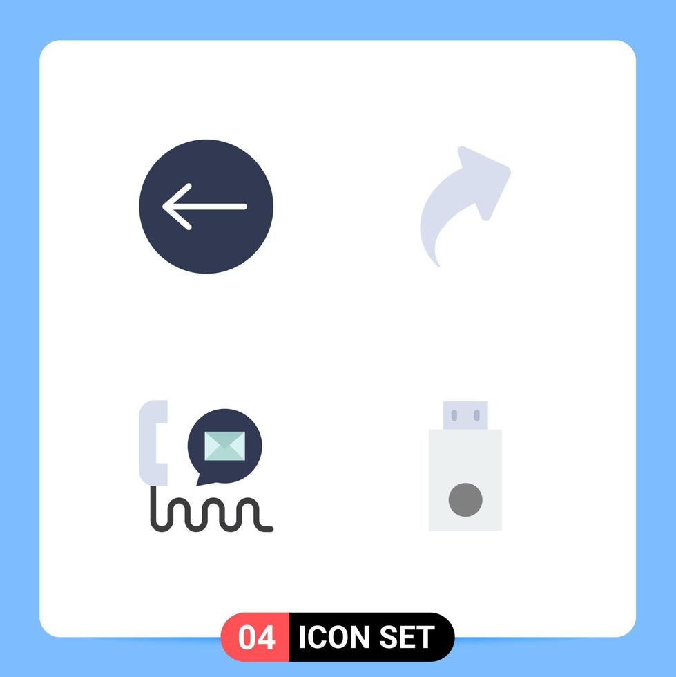uppsättning av 4 modern ui ikoner symboler tecken för pil hjälp pil kommunikation enheter redigerbar vektor design element