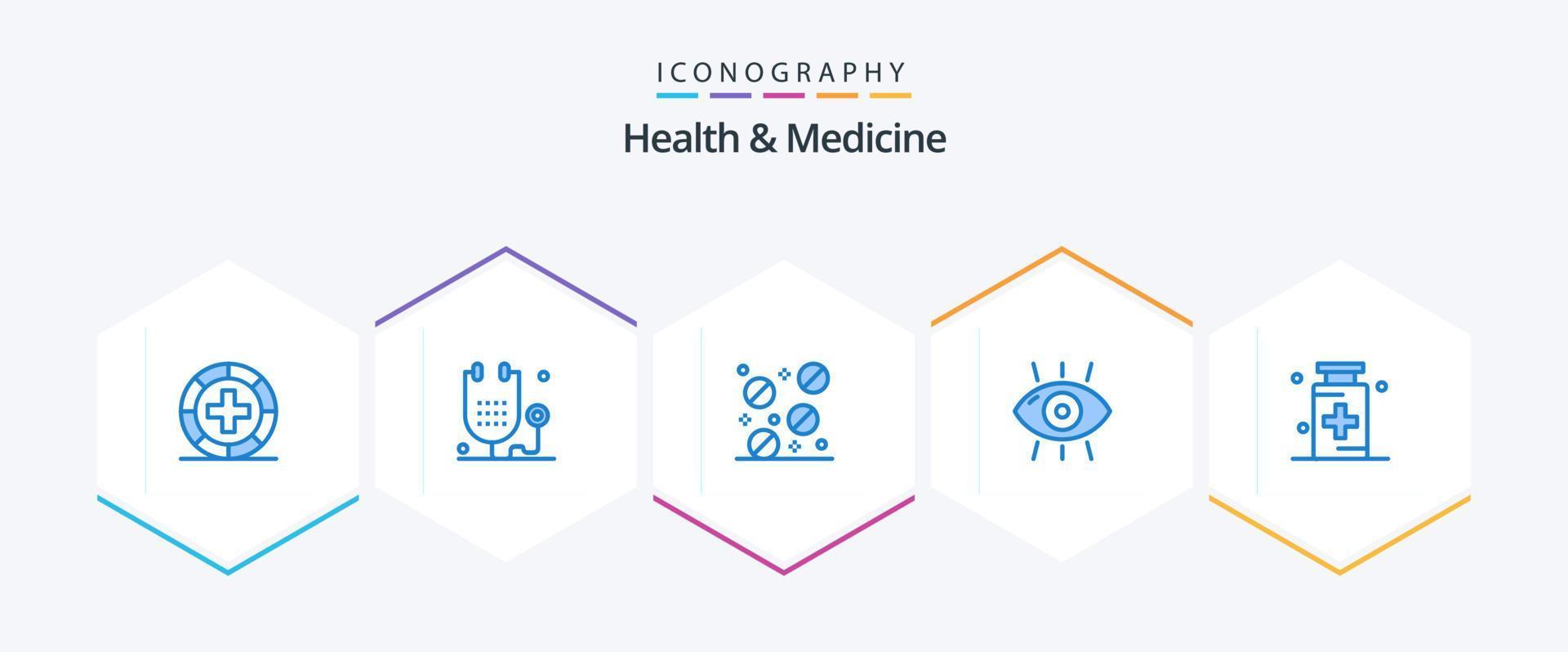 hälsa och medicin 25 blå ikon packa Inklusive medicin. hälsa. sjukdom. läkemedel. hälsa vektor