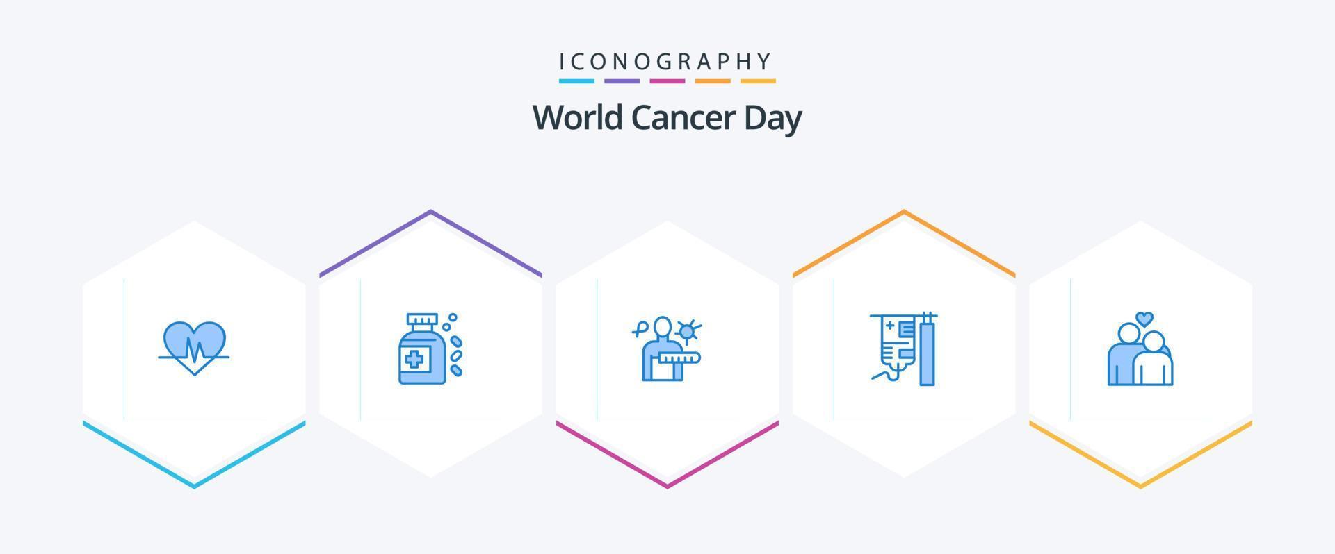 värld cancer dag 25 blå ikon packa Inklusive äktenskap. par . sjukdom. behandling. sjukhus vektor