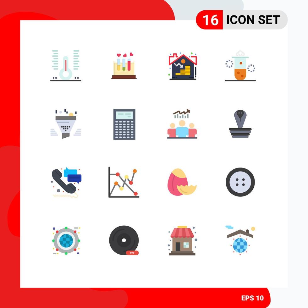 Aktienvektor-Icon-Pack mit 16 Zeilenzeichen und Symbolen für Wissenschaft Strahlung Herz Kernstrahlung echte editierbare Packung kreativer Vektor-Design-Elemente vektor