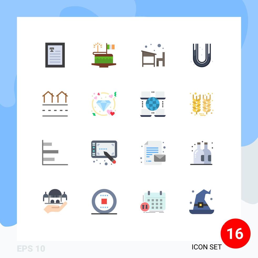 modern uppsättning av 16 platt färger pictograph av egendom rörmokare stol rör skola redigerbar packa av kreativ vektor design element