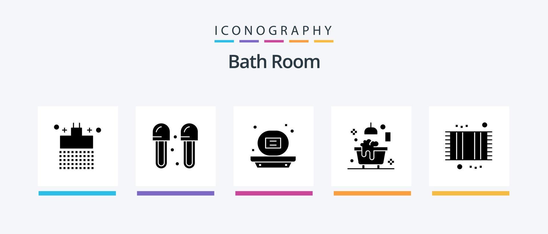 Badezimmer Glyphe 5 Icon Pack inklusive Bad. Badewanne. Hausschuhe. Bad. Seife. kreatives Symboldesign vektor