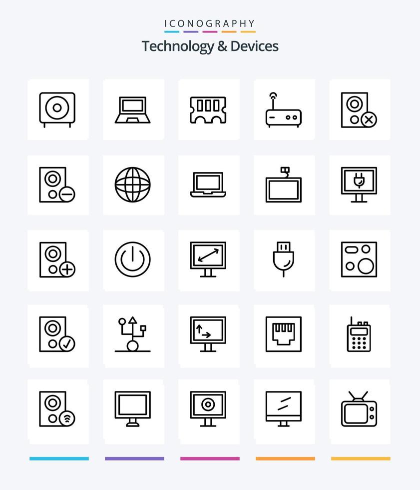 kreative Geräte 25 skizzieren Icon Pack wie Geräte. Router. Hardware. Modem. RAM vektor