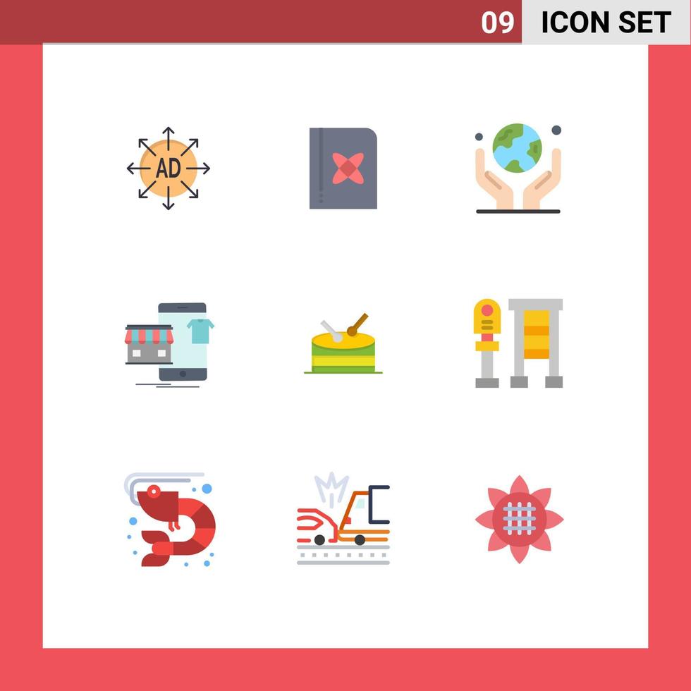 piktogram uppsättning av 9 enkel platt färger av affär köpa miljö plagg skydd redigerbar vektor design element