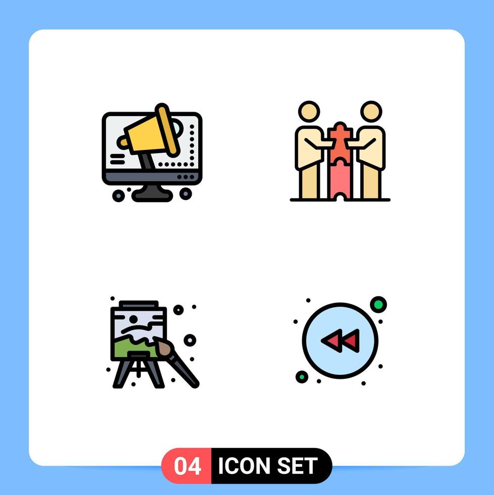 fylld linje platt Färg packa av 4 universell symboler av företag staffli dator samarbete konst redigerbar vektor design element