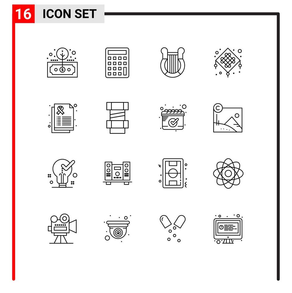 universell ikon symboler grupp av 16 modern konturer av Rapportera ny år kultur lykta nation redigerbar vektor design element