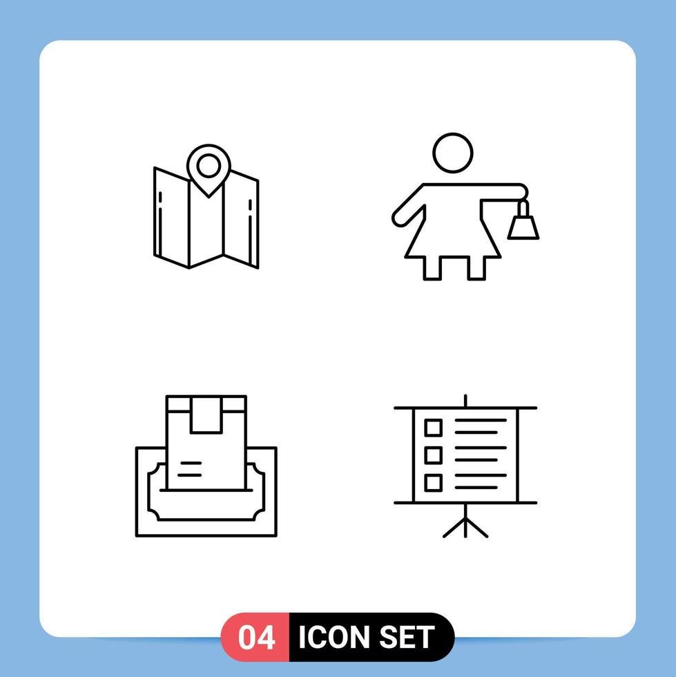 satz von 4 modernen ui-symbolen symbole zeichen für kartenbargeldnavigation einkaufen geld editierbare vektordesignelemente vektor