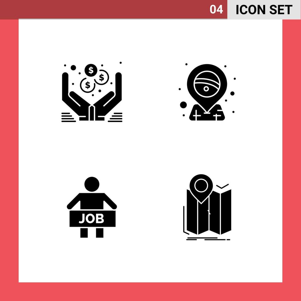 Aktienvektor-Icon-Pack mit 4 Zeilenzeichen und Symbolen für Dollar-Mann-Online-Pin-Personen editierbare Vektordesign-Elemente vektor