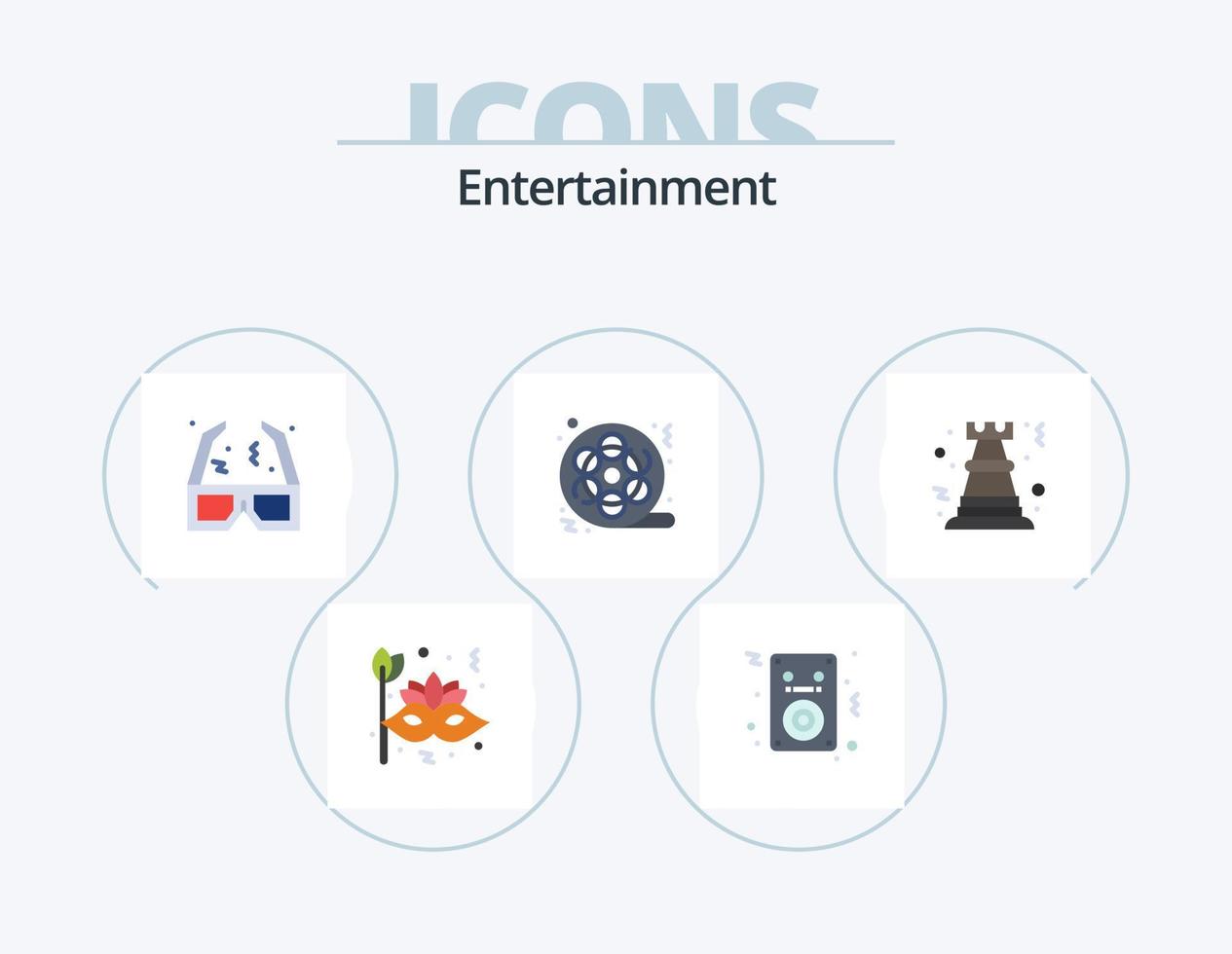Entertainment Flat Icon Pack 5 Icon-Design. Multimedia. Kino. Spieler. Film. Kino vektor